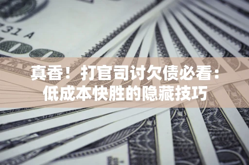 武汉真香！打官司讨欠债必看：低成本快胜的隐藏技巧